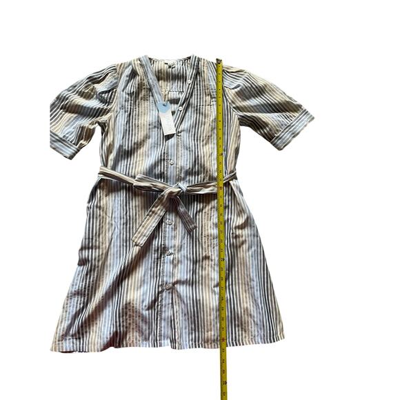 WKND Womens/Teen Button Down Frock Vertical Strip Tie Waist Size XS Casual - Picture 4 of 6